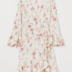 Boho romantic floral Patterned Wrap-front Dress​